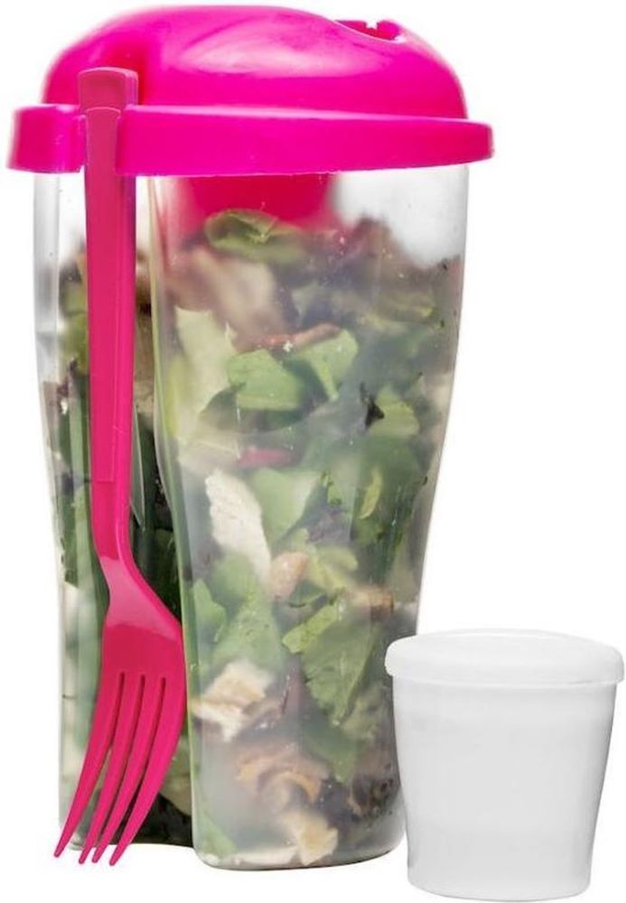 To Go salade beker met een vork van Sagaform, roze